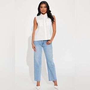 Fashion Nova Carla White Poplin Shirt